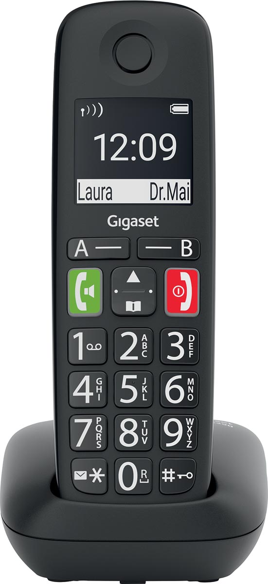 Gigaset E290 draadloze telefoon, grote toetsen, zwart