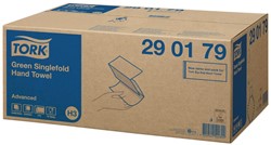 Tork papieren handdoeken Advanced, 2-laags, 250 vellen, systeem H3, groen, pak van 15 stuks
