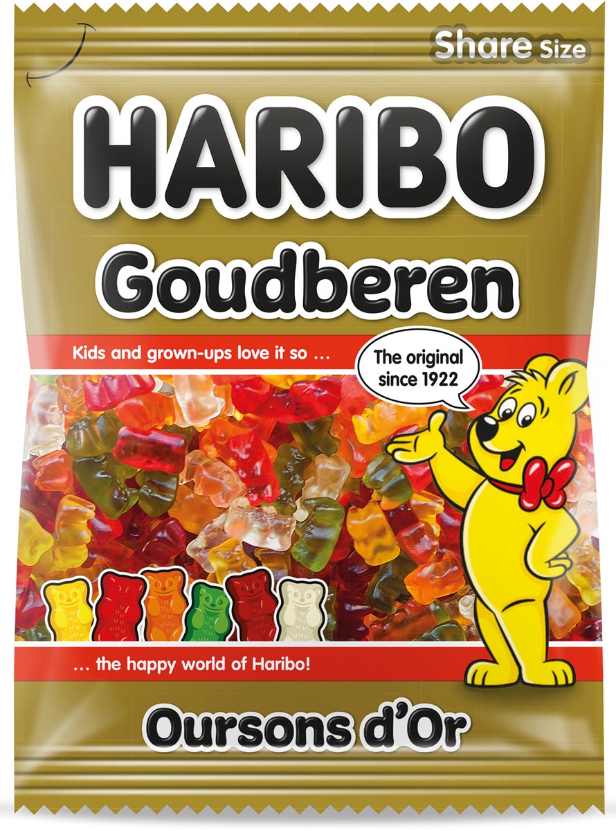 Haribo snoep goud beertjes, zak van 185 g afbeelding