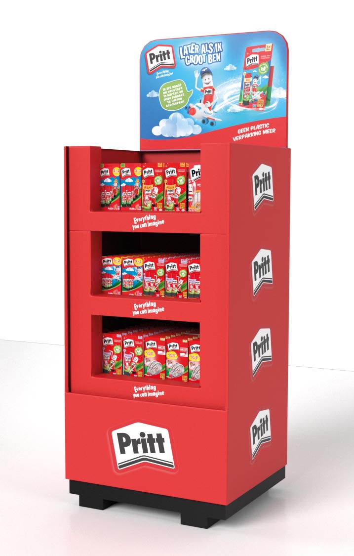 Pritt plakstiften, correctierollers en kneedlijm Buddies, display van 164 stuks