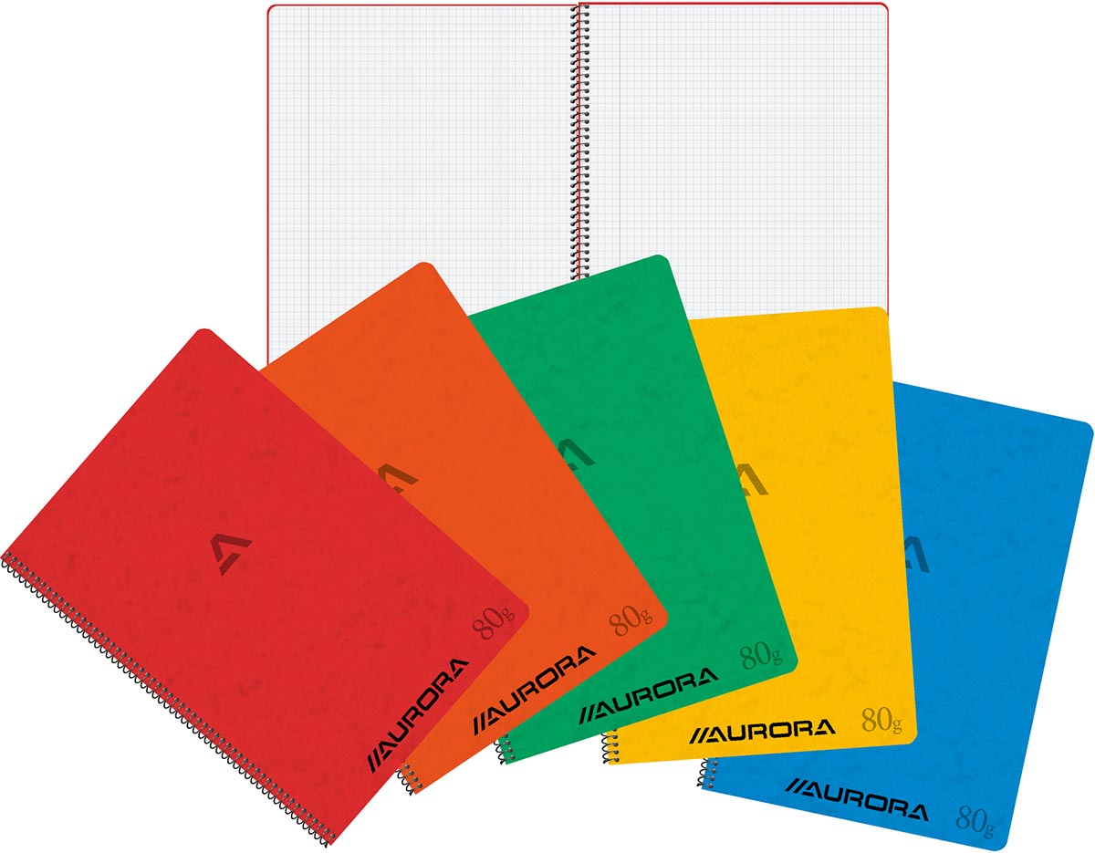 Aurora Writing 80 spiraalschrift, ft 29,5 x 21 cm, 120 bladzijden, geruit 5 mm