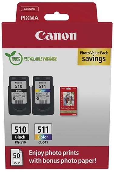 Canon inktcartridge PG-510 en CL-511 220 pagina&apos;s OEM 2970B017 4 kleuren