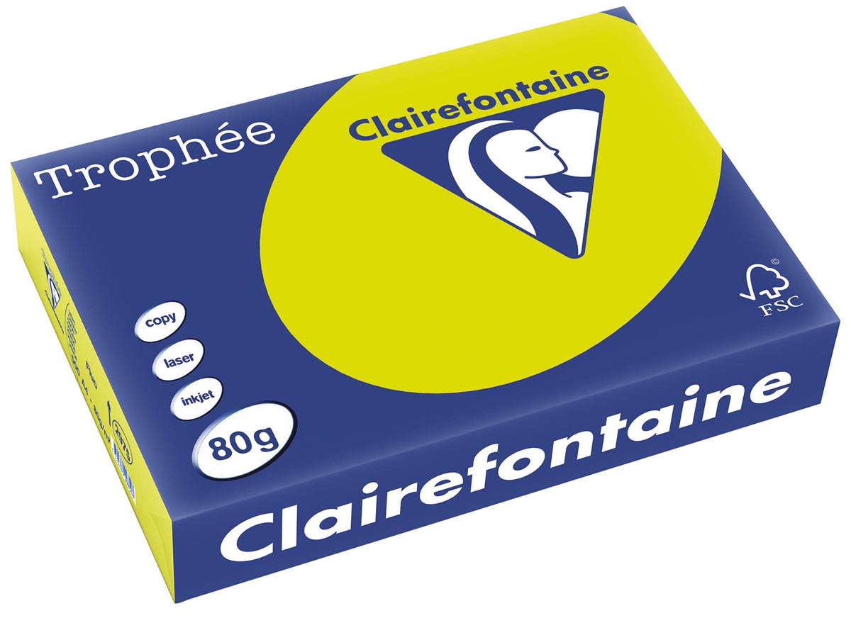 Clairefontaine TrophÃÂ©e Intens gekleurd papier A4 80 g 500 vel fluo groen