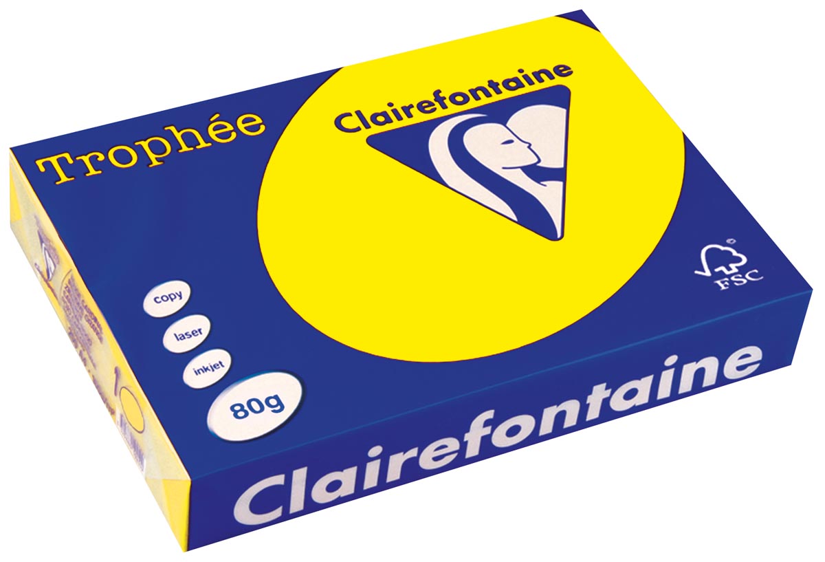 Clairefontaine TrophÃÂ©e Intens gekleurd papier A4 80 g 500 vel fluogeel