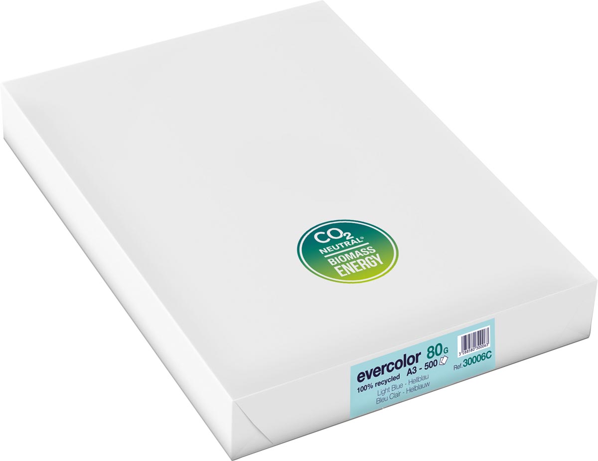 Clairefontaine Evercolor gekleurd gerecycleerd papier, A3, 80 g, 500 vel, helblauw afbeelding