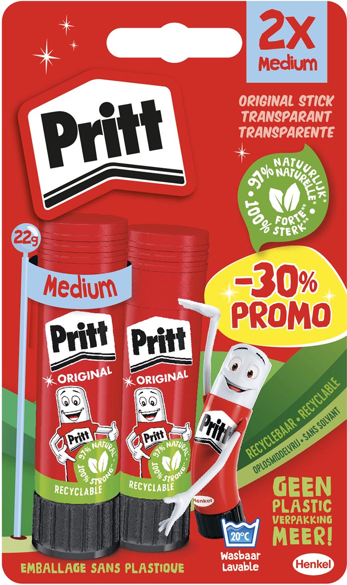 Pritt plakstift, 22 g, blister van 2 stuks, korting van 30 % afbeelding