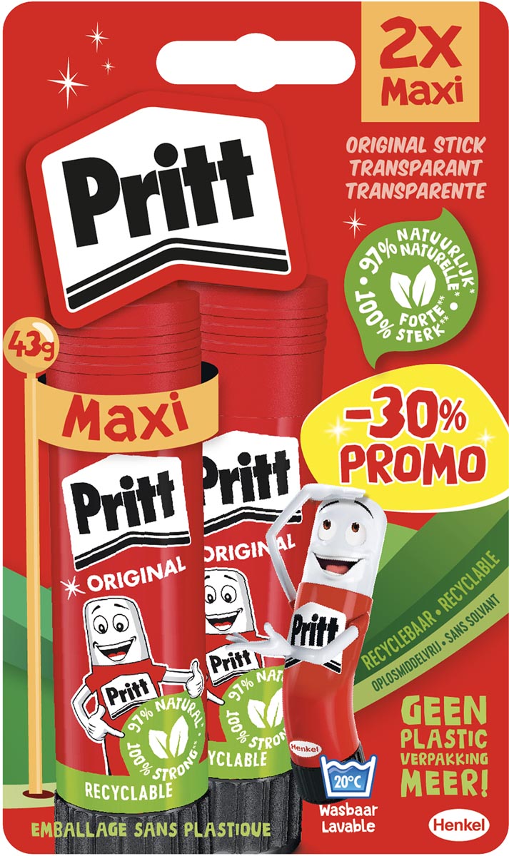 Pritt plakstift, 43 g, blister van 2 stuks, korting van 30 % afbeelding
