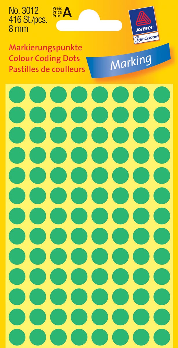 Avery Ronde Etiketten Diameter 8 Mm Groen 416 Stuks huismerk kopen in de aanbieding