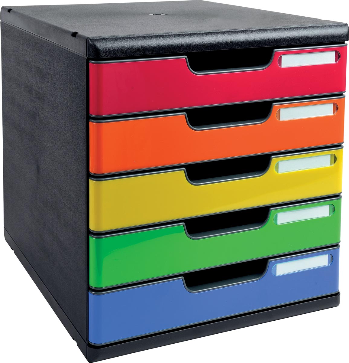 Exacompta Modulo ladenblok A4 met 5 gesloten laden Iderama, zwart/harlekijn glossy