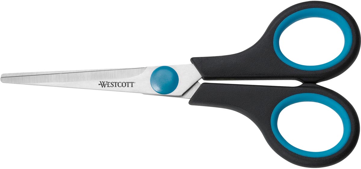 Westcott schaar Softgrip 14 cm, symmetrische ogen, blauw/zwart afbeelding