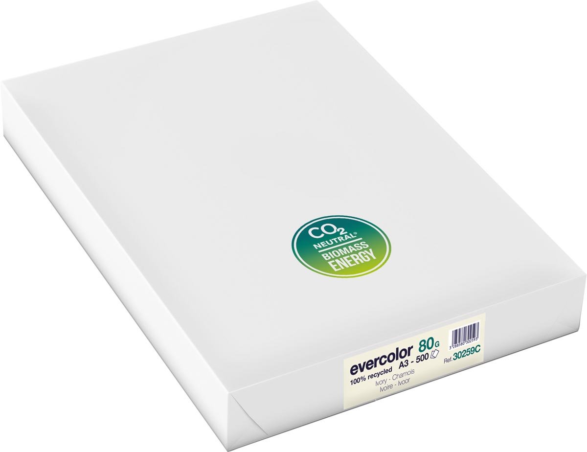 Clairefontaine Evercolor gekleurd gerecycleerd papier, A3, 80 g, 500 vel, ivoor afbeelding