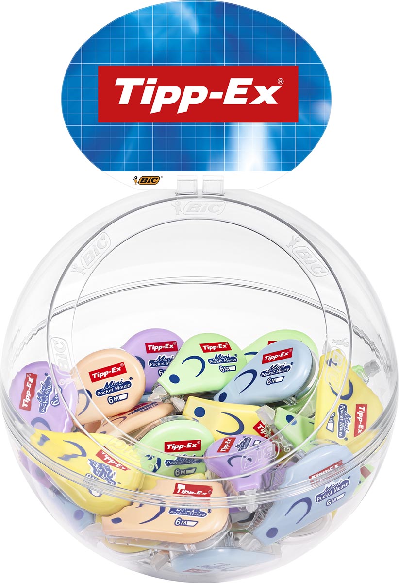 Tipp-ex mini-pocket mouse pastel, bubbel display van 40 stuks, assorti