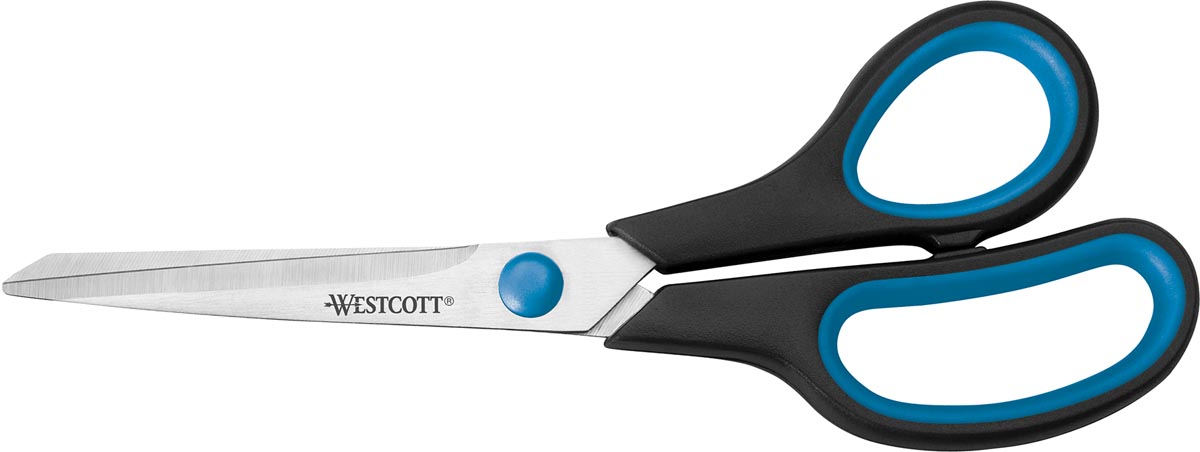 Westcott schaar Softgrip 20,4 cm, asymmetrische ogen, blauw/zwart afbeelding