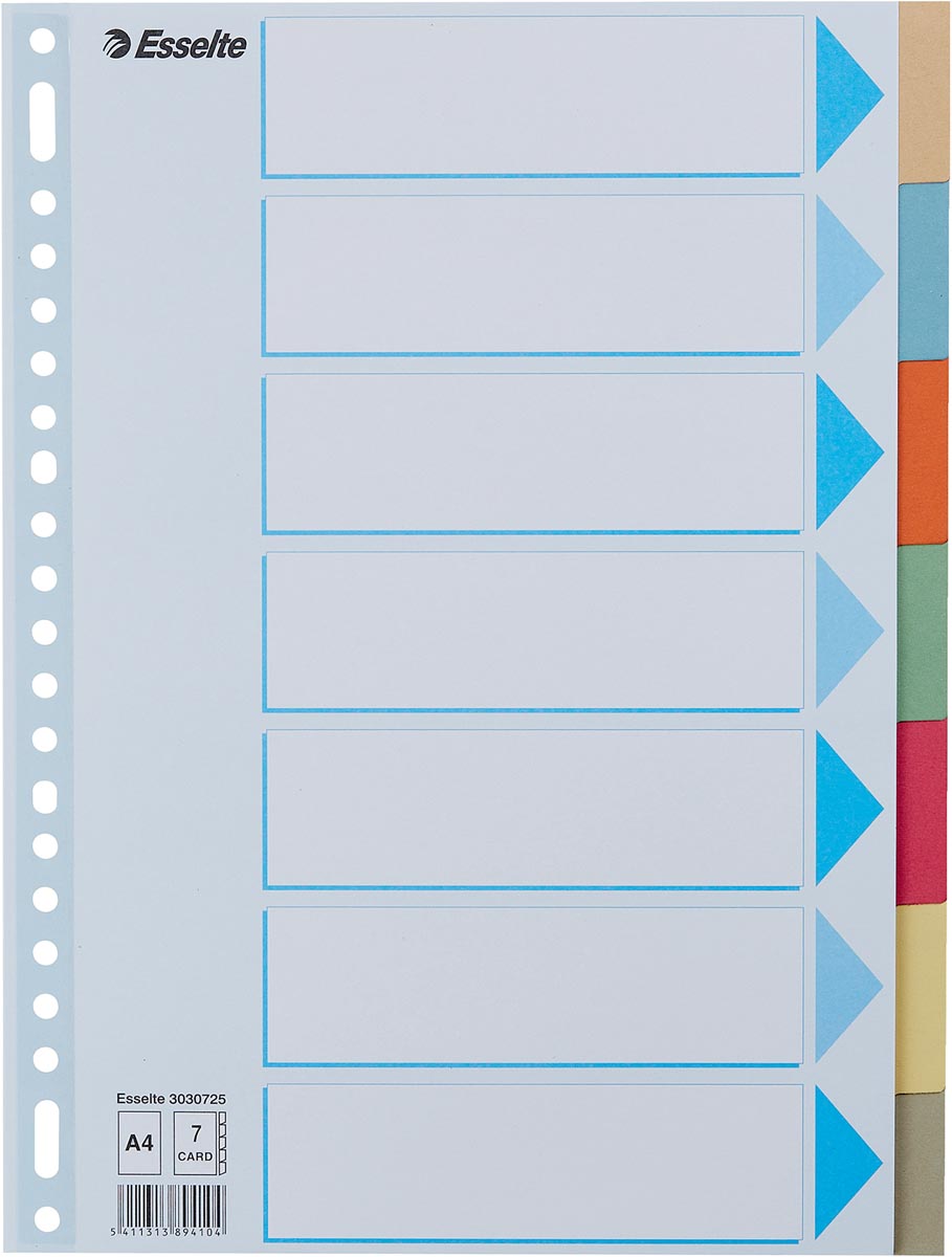 Esselte tabbladen voor ft A4 karton 7 tabs 23 perforatiegaten