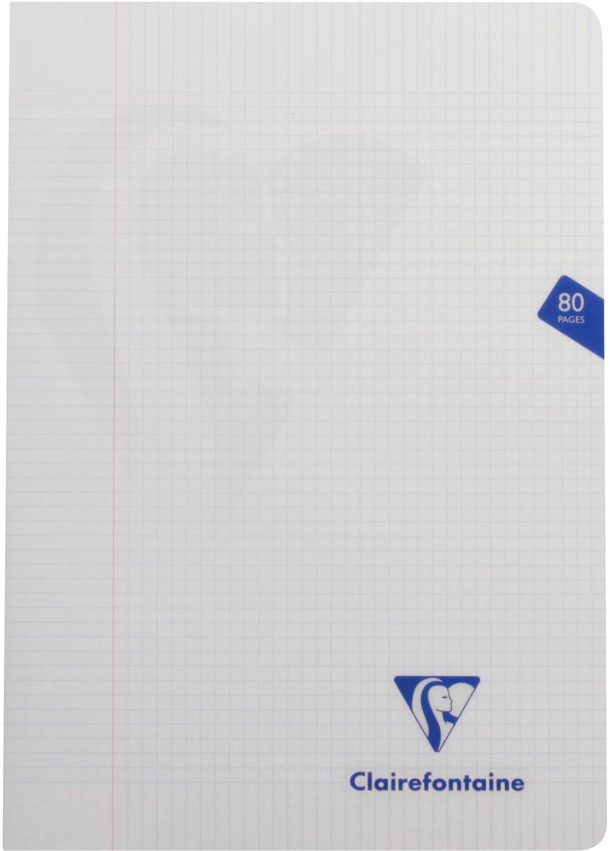Clairefontaine schrift mimesys voor ft A4, 80 bladzijden, kaft in PP, geruit 5 mm, geassorteerde kleuren