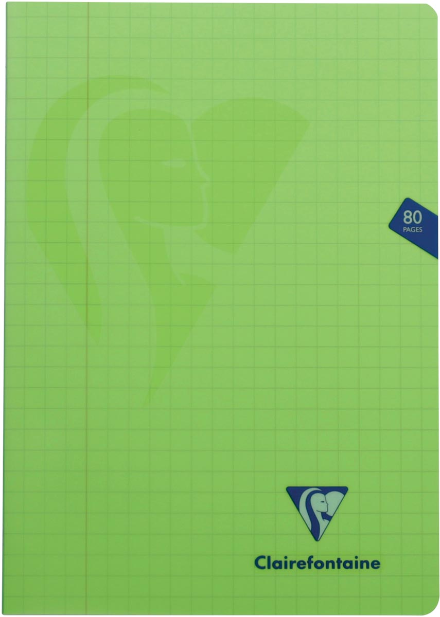 Clairefontaine schrift mimesys voor ft A4, 80 bladzijden, kaft in PP, geruit 10 mm, geassorteerde kleuren afbeelding