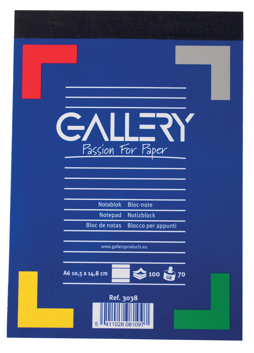 Gallery notitieblok, ft A6, gelijnd, blok van 100 vel afbeelding