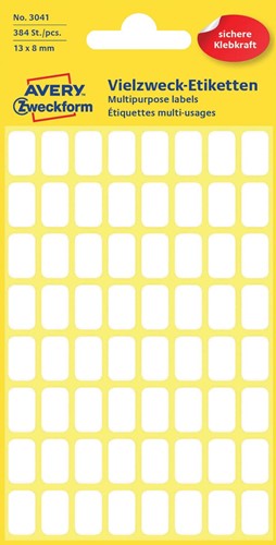 Avery Witte etiketten ft 13 x 8 mm (b x h), 384 stuks