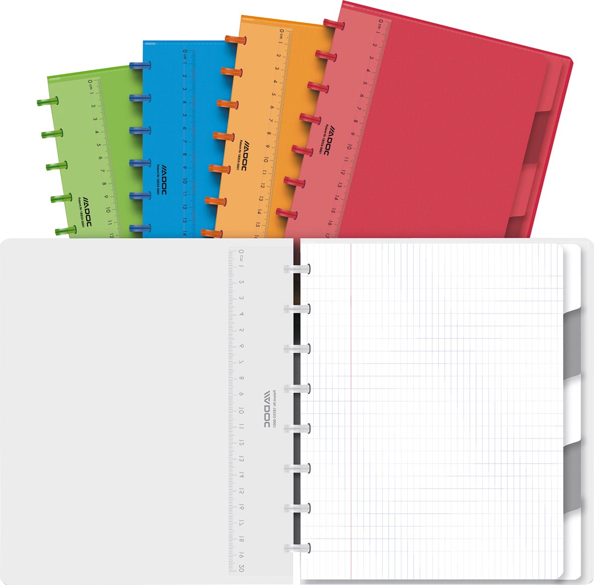 Adoc Colorlines schrift, ft A5, 144 bladzijden,commercieel geruit, geassorteerde kleuren afbeelding