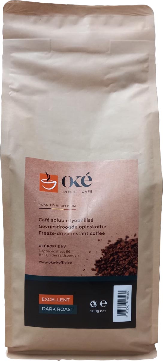 Oké Koffie instant koffie Excellent dark roast, pak van 500 gram