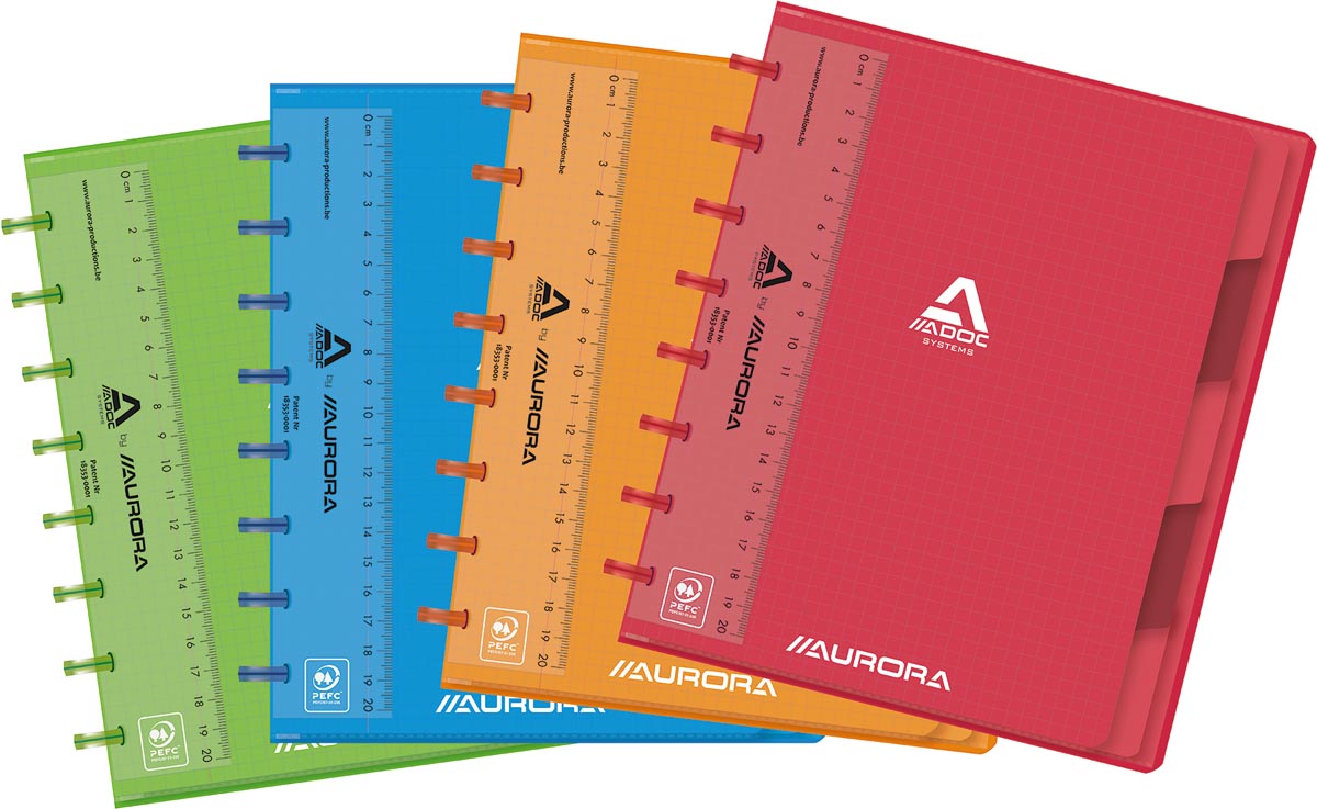 Adoc Colorlines schrift, ft A5, 144 bladzijden, geruit 5 mm, geassorteerde kleuren afbeelding