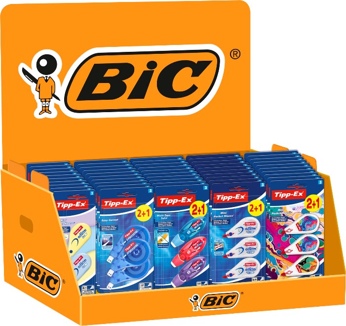 Tipp-ex correctieroller mix, op blister, display van 78 stuks