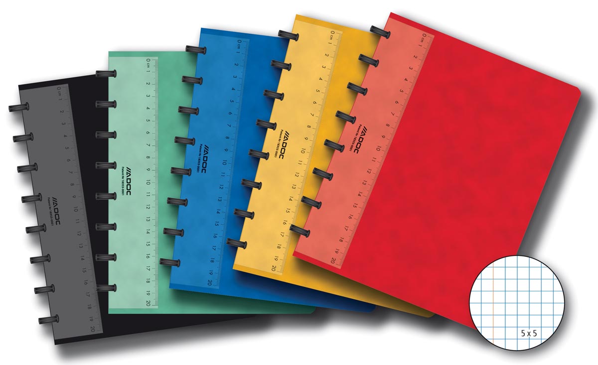 Adoc Classic schrift, ft A5, 144 bladzijden, geruit 5 mm, geassorteerde kleuren Adoc Classic schrift, ft A5, 144 bladzijden, geruit 5 mm, geassorteerde kleuren
