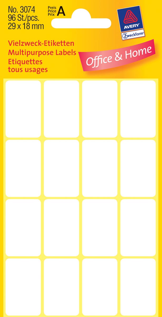 Avery Witte Etiketten Ft 29 X 18 Mm B X H 96 Stuks huismerk kopen in de aanbieding