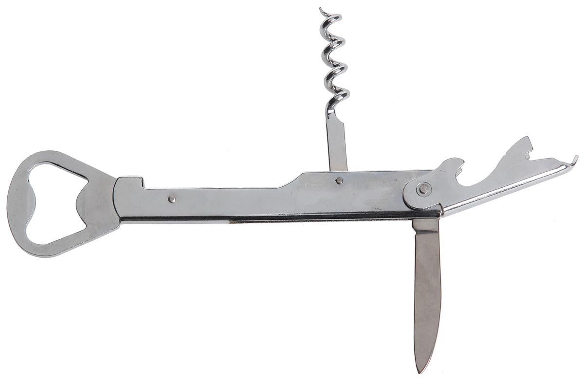 Cosy flesopener-kurkentrekker, 14 cm, verchroomd afbeelding