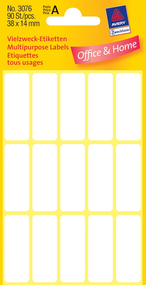Avery Witte Etiketten Ft 38 X 14 Mm B X H 90 Stuks huismerk kopen in de aanbieding