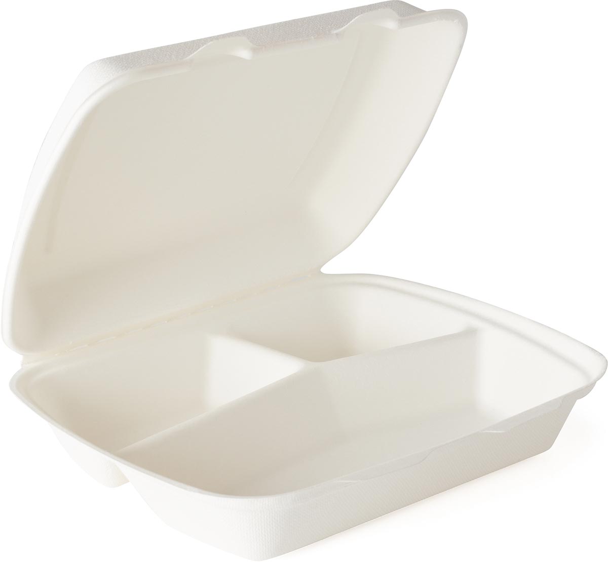 Menu-Box uit suikerriet, 3 vaks, pak van 2 x 100 stuks Menu-Box uit suikerriet, 3 vaks, pak van 2 x 100 stuks