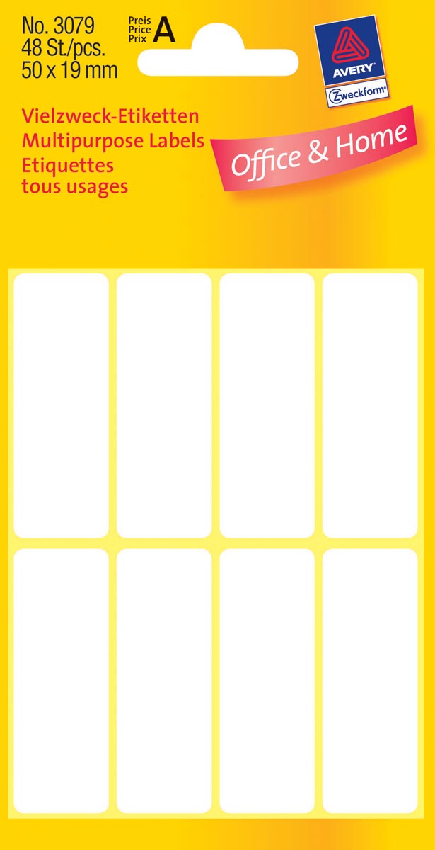 Avery Witte Etiketten Ft 50 X 19 Mm B X H 48 Stuks huismerk kopen in de aanbieding