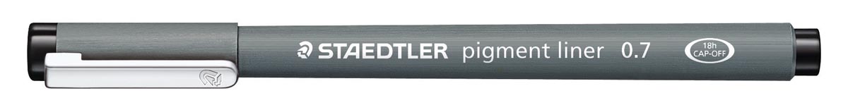 Staedtler pigment liner fineliner, ronde punt, schrijfbreedte 0,7 mm, zwart afbeelding