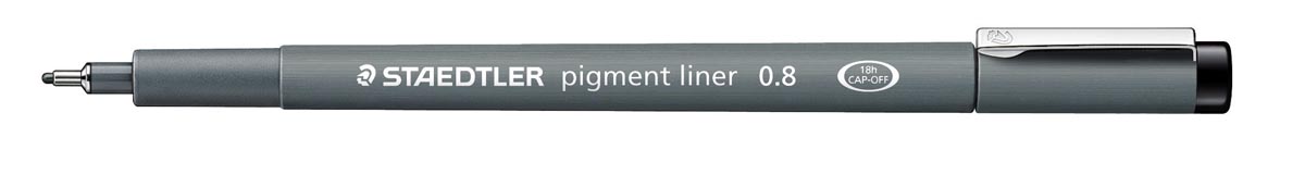 Staedtler pigment liner fineliner, ronde punt, schrijfbreedte 0,8 mm, zwart afbeelding