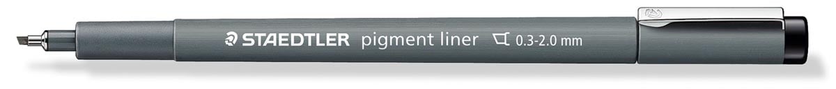 Staedtler pigment liner fineliner, beitelpunt, schrijfbreedte 2 mm, zwart afbeelding