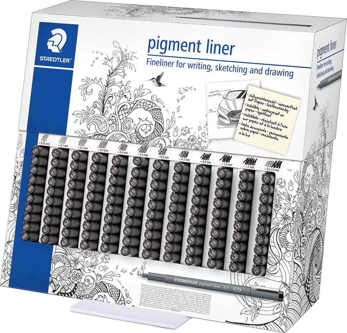 Staedtler pigment liner 308 fineliner, display van 120 stuks, zwart