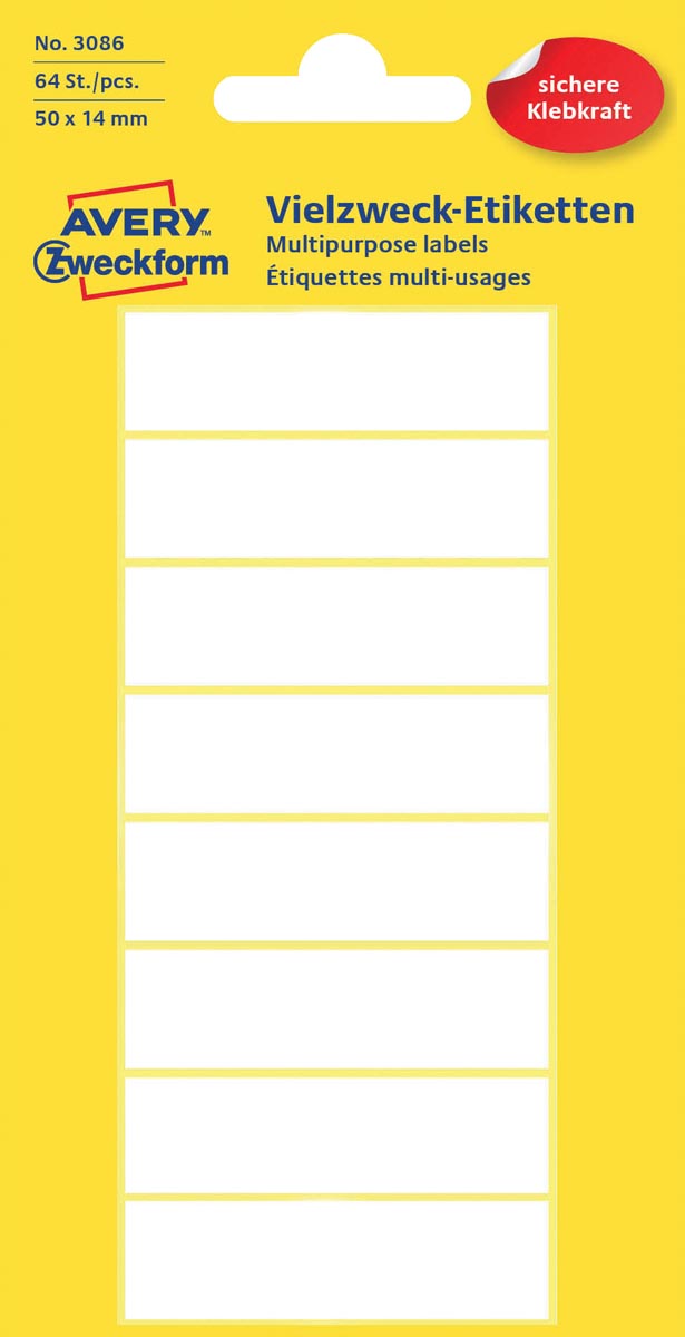 Avery Witte etiketten ft 50 x 14 mm (b x h), 64 stuks