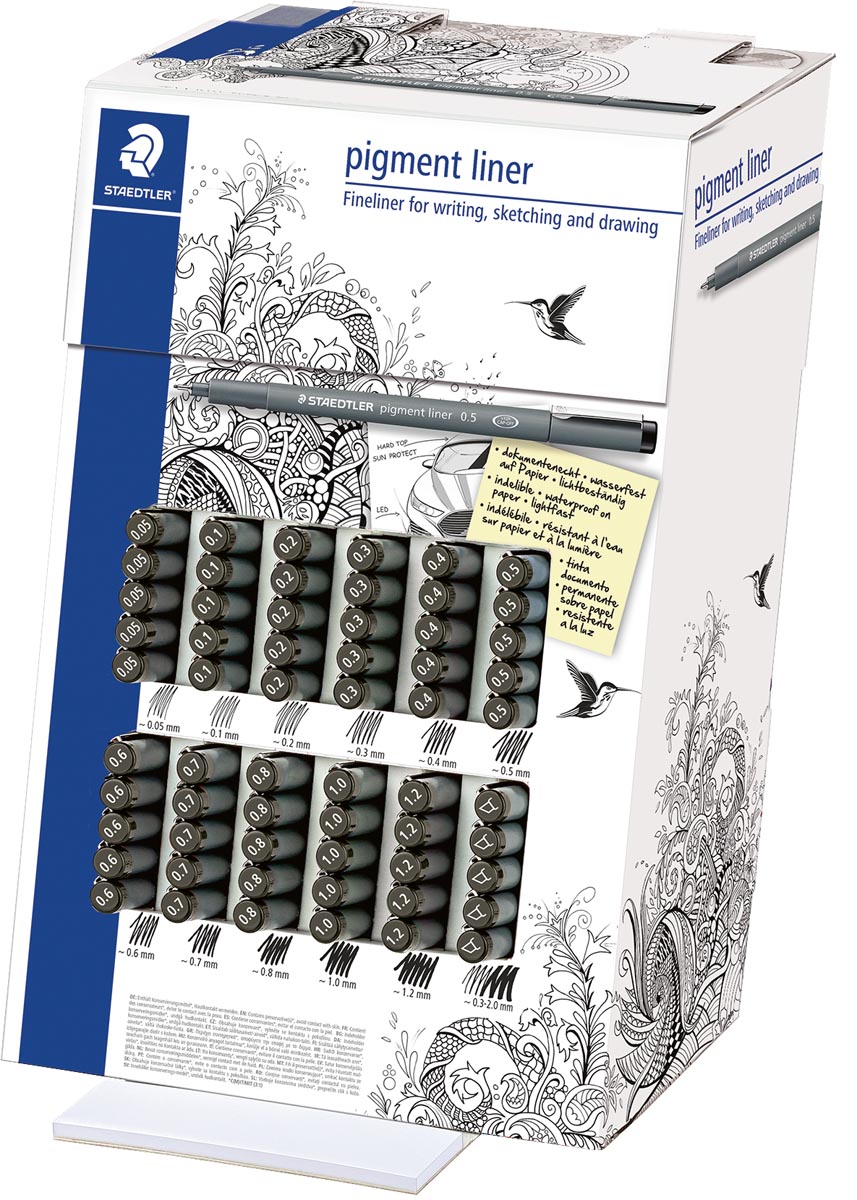 Staedtler pigment liner 308 fineliner, display van 120 stuks, zwart