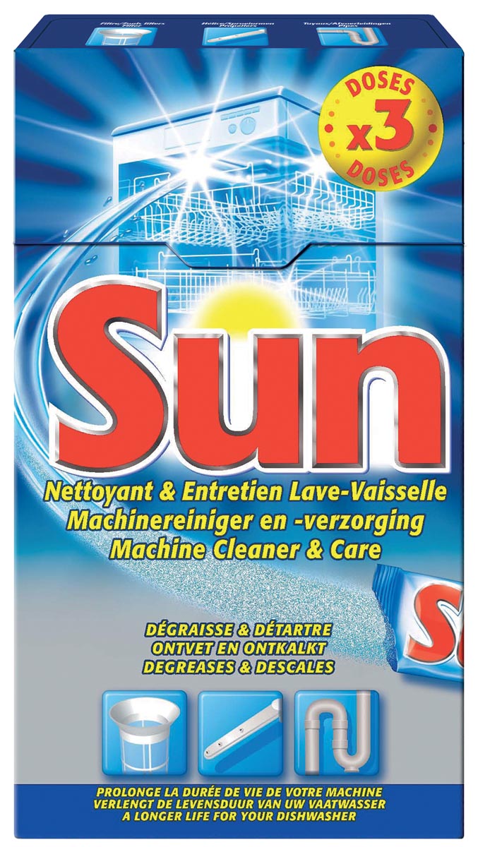 Sun vaatwasmachinereiniger, doos met 3 dosissen
