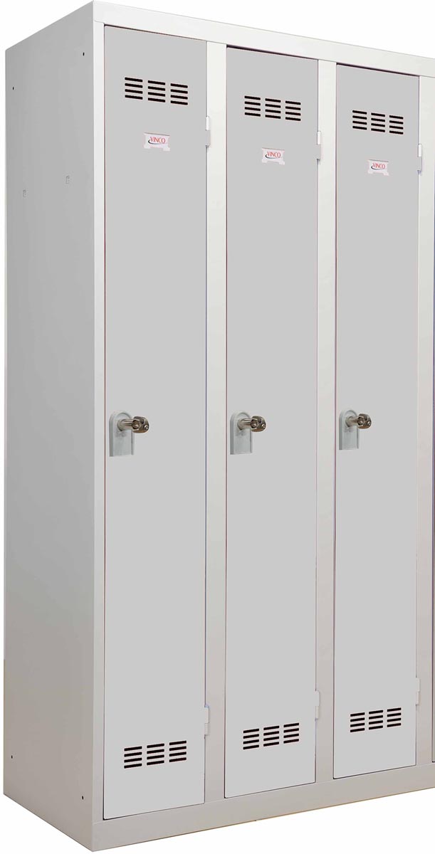 Industriële garderobekast propere industrie, 3 deuren, ft 180 x 90 cm, grijs