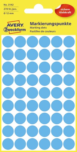 Avery Ronde etiketten diameter 12 mm, blauw, 270 stuks