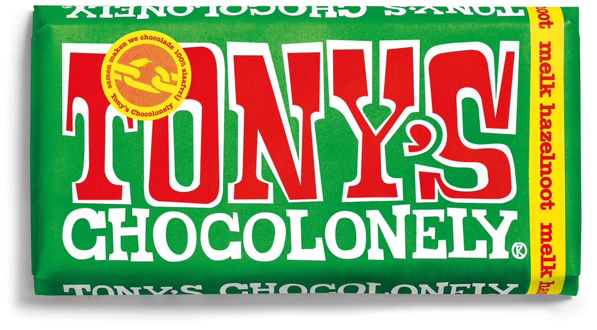Tony&apos;s Chocolonely chocoladereep, 180g, hazelnoot afbeelding