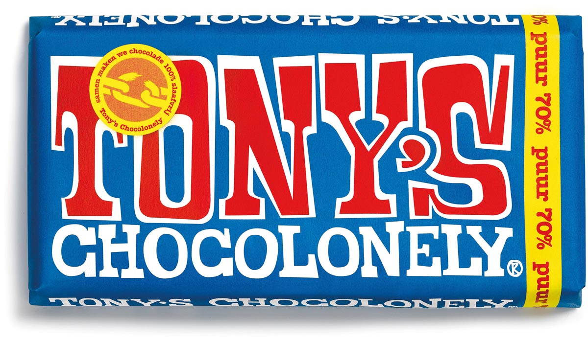 Tony's Chocolonely chocoladereep, 180g, puur