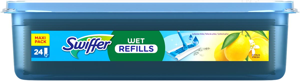 Swiffer navulling vochtige vloerdoekjes Lemon, pak van 24 stuks