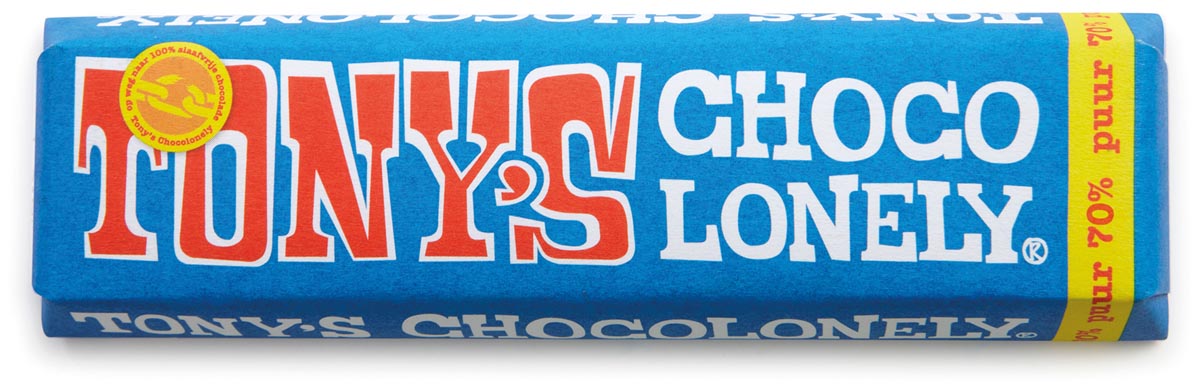 Tony's Chocolonely chocoladereep, 50g, puur