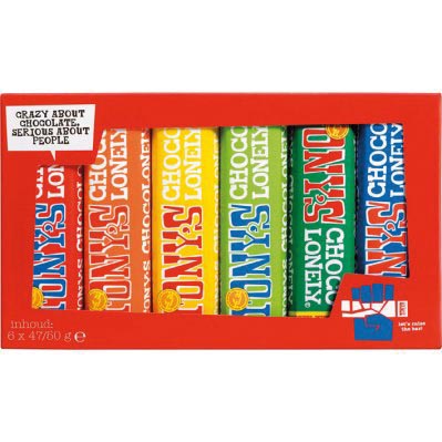 Tony&apos;s Chocolonely chocoladereep, 47/50g, 6 stuks, mix afbeelding