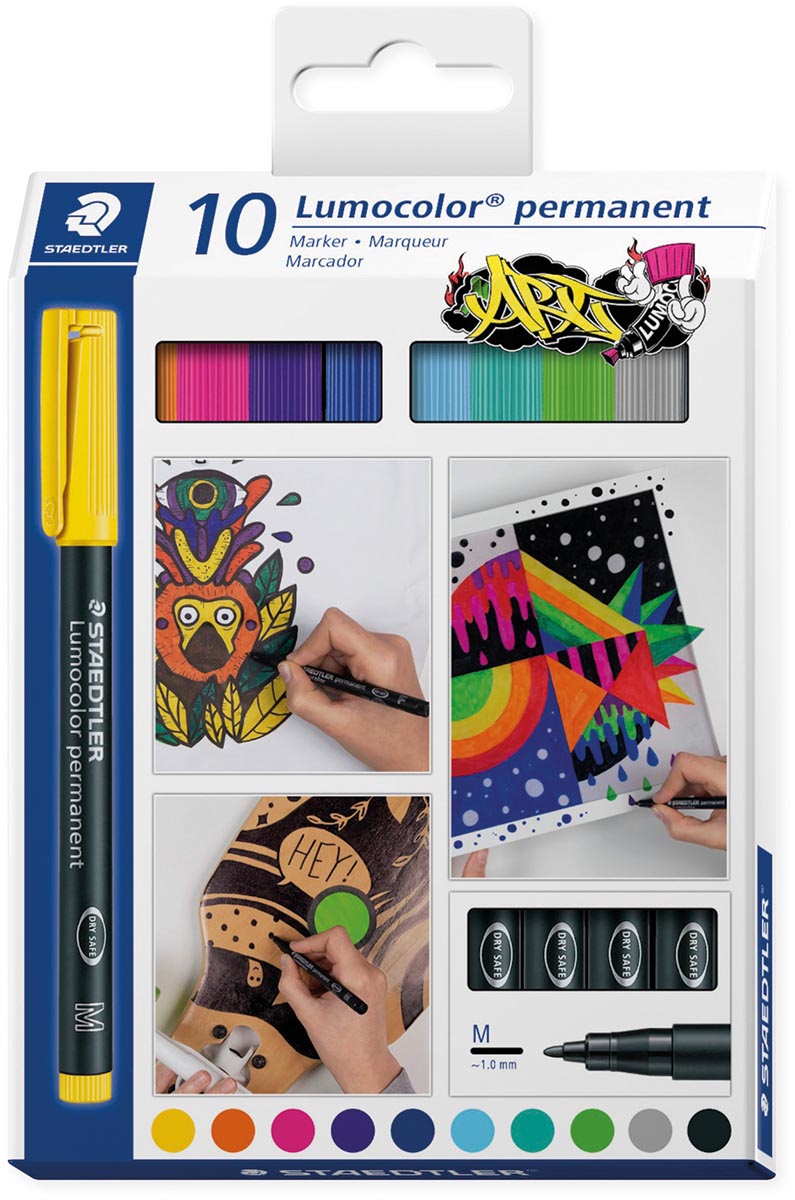 Staedtler OHP-marker Lumocolor Permanent assorti, étui van 10 stuks, medium