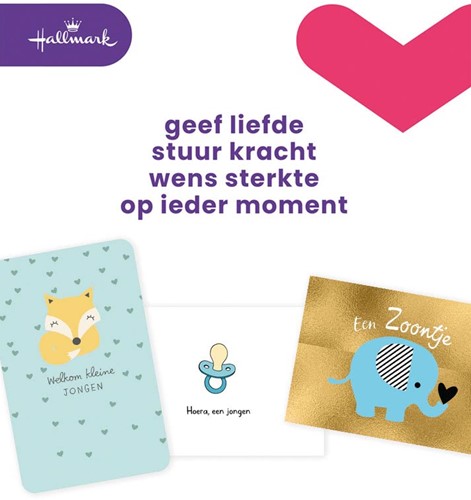 Hallmark navulset wenskaarten, geboorte zoon, pak van 6 stuks