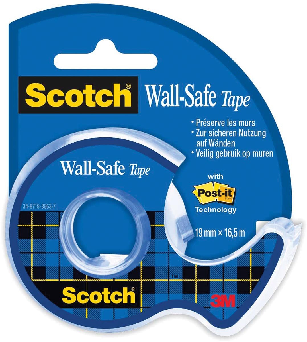 Scotch Wall-Safe tape ft 19 mm x 16,5 m, op blister afbeelding