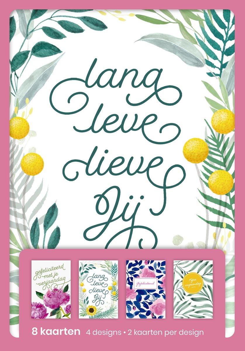 hallmark wenskaarten, lang leve lieve jij, blister van 8 stuks afbeelding